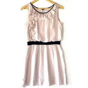 Loft Work Dress Womens 6 Ruffle Blouson Silk Pale Pink Lined Sleeveless Cocktail